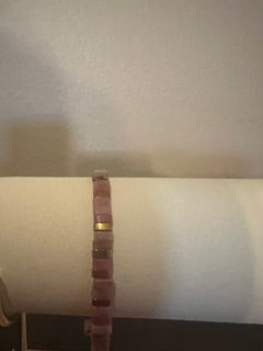 Stretch gemstone rhodochrosite and gold hermatite