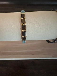 Stretch gemstone turquoise, tiger's eye and pearl ceylon