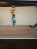 Stretch gemstone turquoise, tiger's eye and pearl ceylon