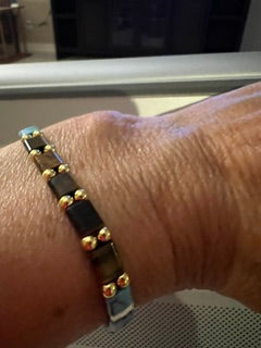 Stretch gemstone turquoise, tiger's eye and pearl ceylon